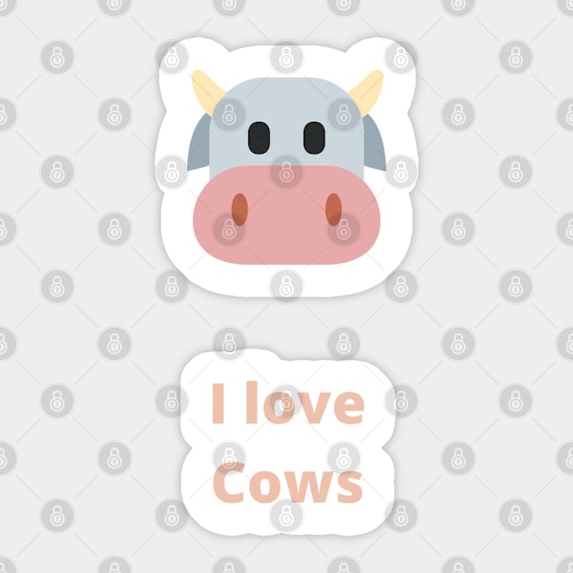 I love Cows - Cow Sticker by PsyCave